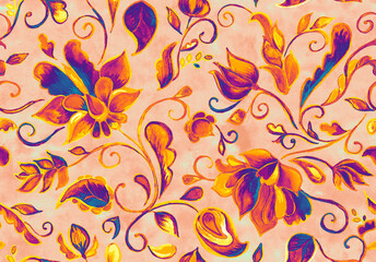 Paisley watercolor floral pattern