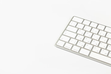 Aluminum computer keyboard wireless connection. Beautiful modern design, isolated on white background.