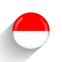 Glass light ball with flag of Indonesia. Round sphere, template icon. Indonesian national symbol. Glossy realistic ball, 3D abstract vector illustration highlighted on a white background. Big bubble