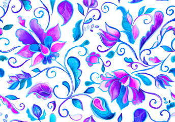 Paisley watercolor floral pattern