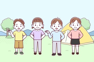 Fototapeta premium 4人の子どもたち