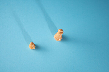 Career ambitions, concept, novice vs specialist, pawn vs queen. Chess pieces