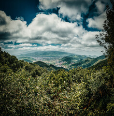 Mountain landscape on an island with clouds