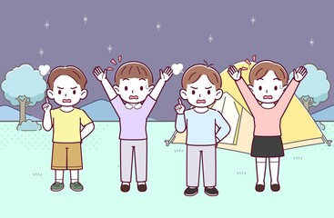 Fototapeta premium 四人の子供