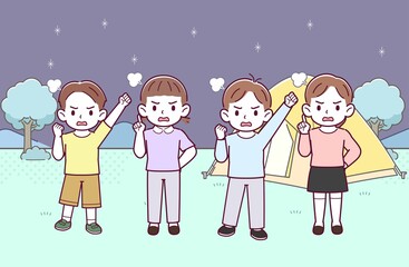 Fototapeta premium 四人の子供