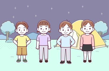 Fototapeta premium 四人の子供