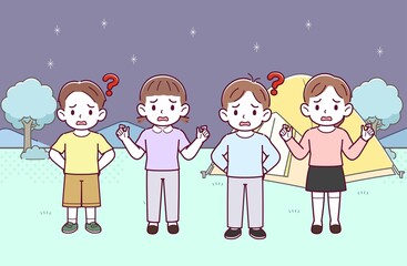 Fototapeta premium 四人の子供