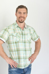 handsome young man posing in studio