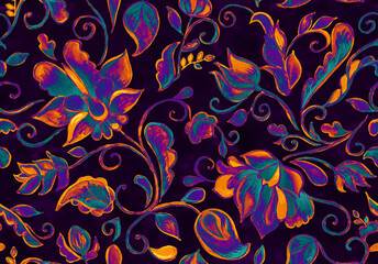 Paisley watercolor floral pattern