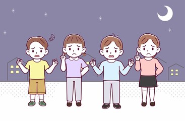 Fototapeta premium 四人の子供