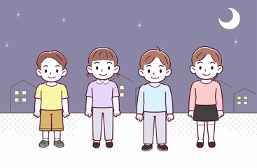 Fototapeta premium 四人の子供