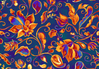 Paisley watercolor floral pattern