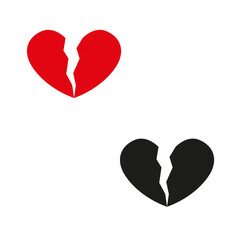 Red heart - outline drawing for an emblem or logo. Template for greeting card for Valentine s Day.