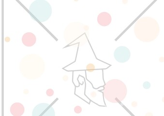 Digital generated image of colorful spots and santa claus icon against white background