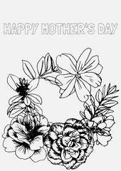 Happy mothers day text over floral design against white background