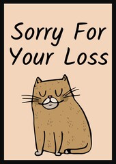 Digitally generated image of sorry concept text against sad cat icon on pink background