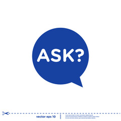 ask icon in bubble speech simple design element