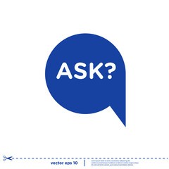 ask icon in bubble speech simple design element