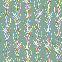 Seamless colorful pattern with foliage and plants