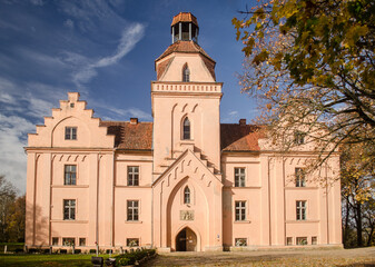 Fototapeta na wymiar Edole medieval castle in sunny autumn day, Latvia.