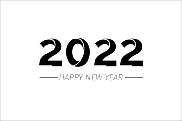 Text 2022 happy new year isolated on a white background. Template for the design of a brochure, postcard, banner, cover. Vector illustration.