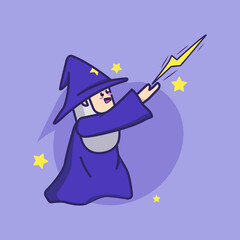Cute wizard cartoon vector illustration