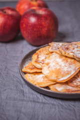 homemade pancakes with raisins and apples