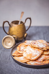 homemade pancakes with raisins and apples