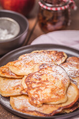 homemade pancakes with raisins and apples