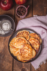 homemade pancakes with raisins and apples