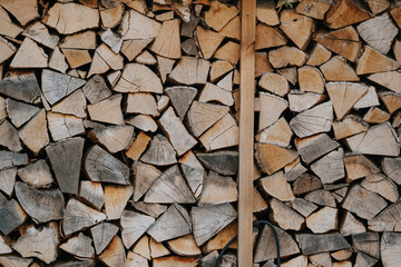 close-up of pile of timber