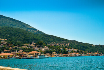 The Harbour Area of Vathi on the island of Ithaka in the Greek Ionian Islands
