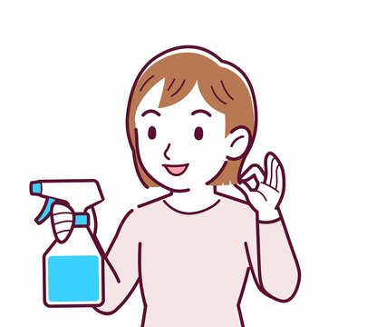 woman holding spray bottle, ok gesture clip art preview