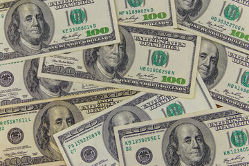 Background of one hundred dollar bills
