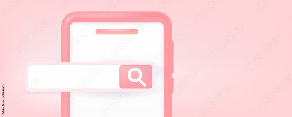 Poster The search bar on your phone. Mobile search interface for search queries. Empty space for searching for headers. A horizontal banner with an empty space for the text