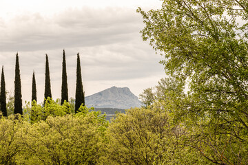 the Sainte Victoire mountain in the morning light