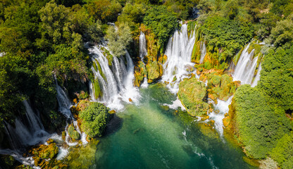 Aerial view of Kravica Waterfalls (Vodopad Kravica), Bosnia and Herzegovina