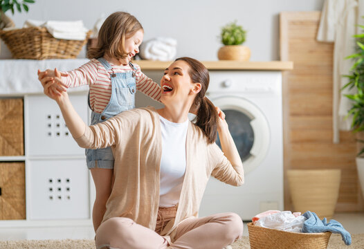 family doing laundry