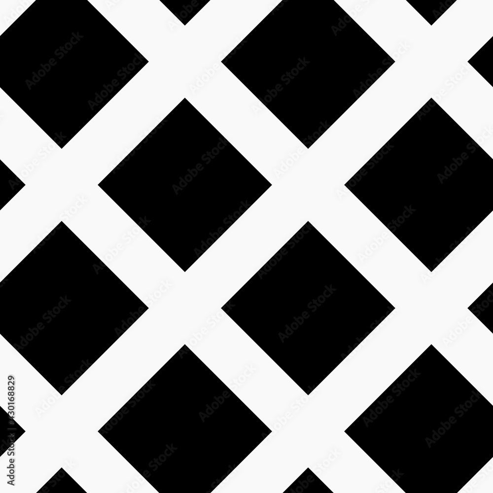Poster Same rhombuses pattern. Big and black vector diagonal squares.