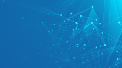 Obraz na płótnie Canvas Abstract blue polygon tech network with connect technology background. Abstract dots and lines texture background. 3d rendering.