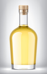 Glass Bottle on background with Cork. 