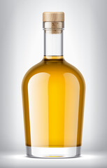 Glass Bottle on background with Cork. 