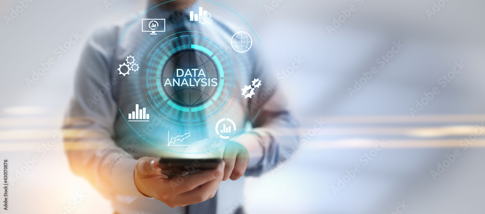 Poster data analysis business intelligence analytics internet technology concept