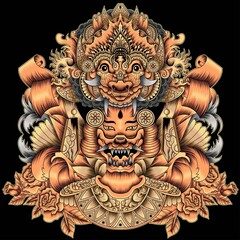 Barong with Balinese dancer illustration