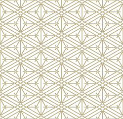 Seamless traditional Japanese ornament Kumiko.Golden color lines.