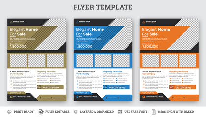 Real estate flyer template, Property sale flyer template, Home & House sale or rent flyer template for agency.