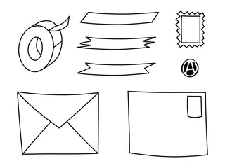 Doodle art of mail set