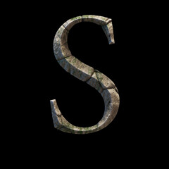 3d letter made of cracked rock for movie of game logo
