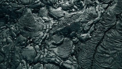 Basalt lava rock surface texture from a flow at Hawaii Volcanoes National Park, Big Island of...