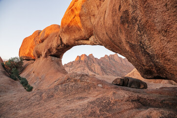 Mount Spitzkoppe, formed when part of a giant volcano collapsed, resulting in many interesting and bizarre rock formations